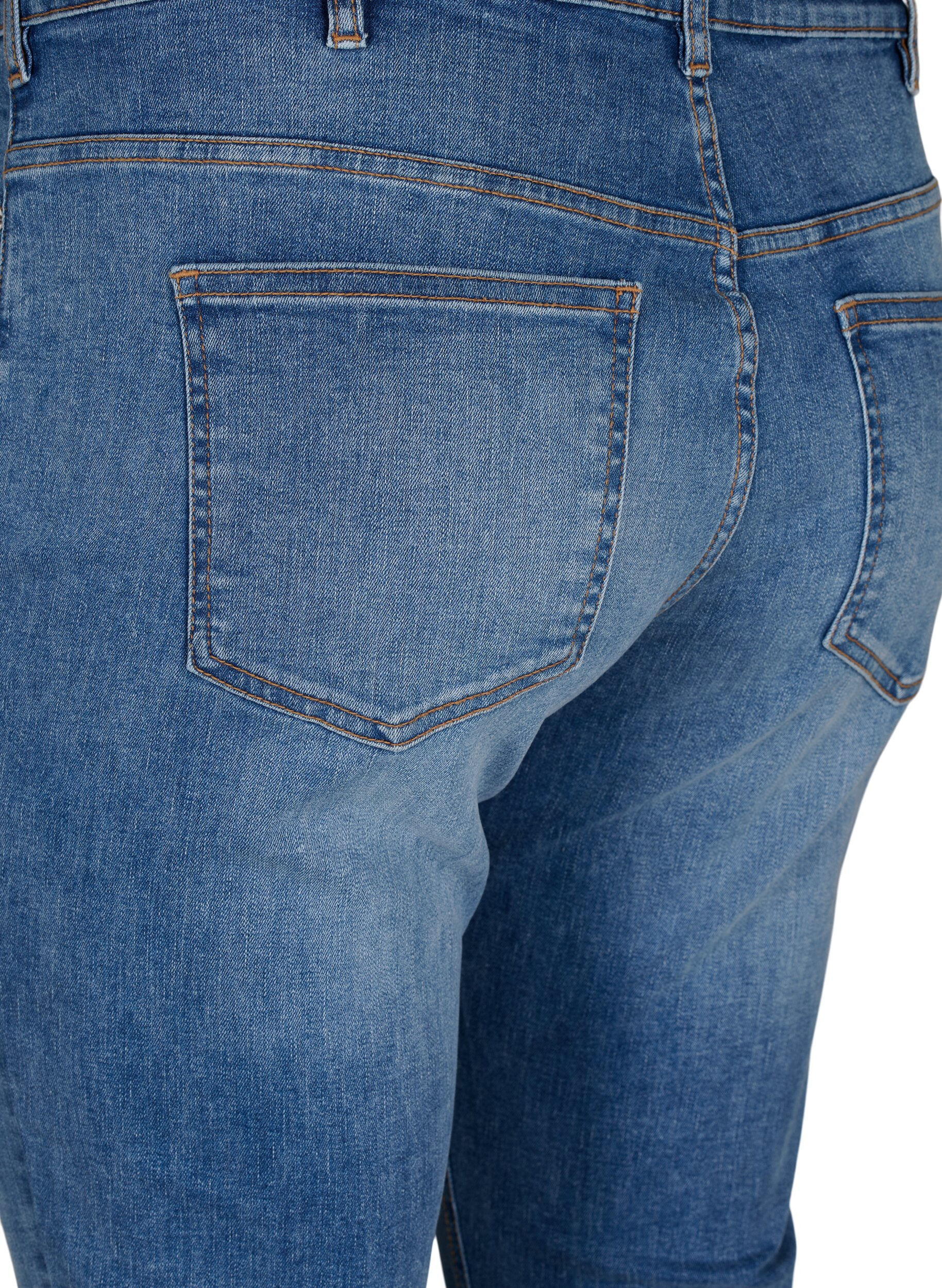 Zizzi Sanna jeans med supersmal passform och knappst&auml;ngning, Blue denim, Packshot image number 3