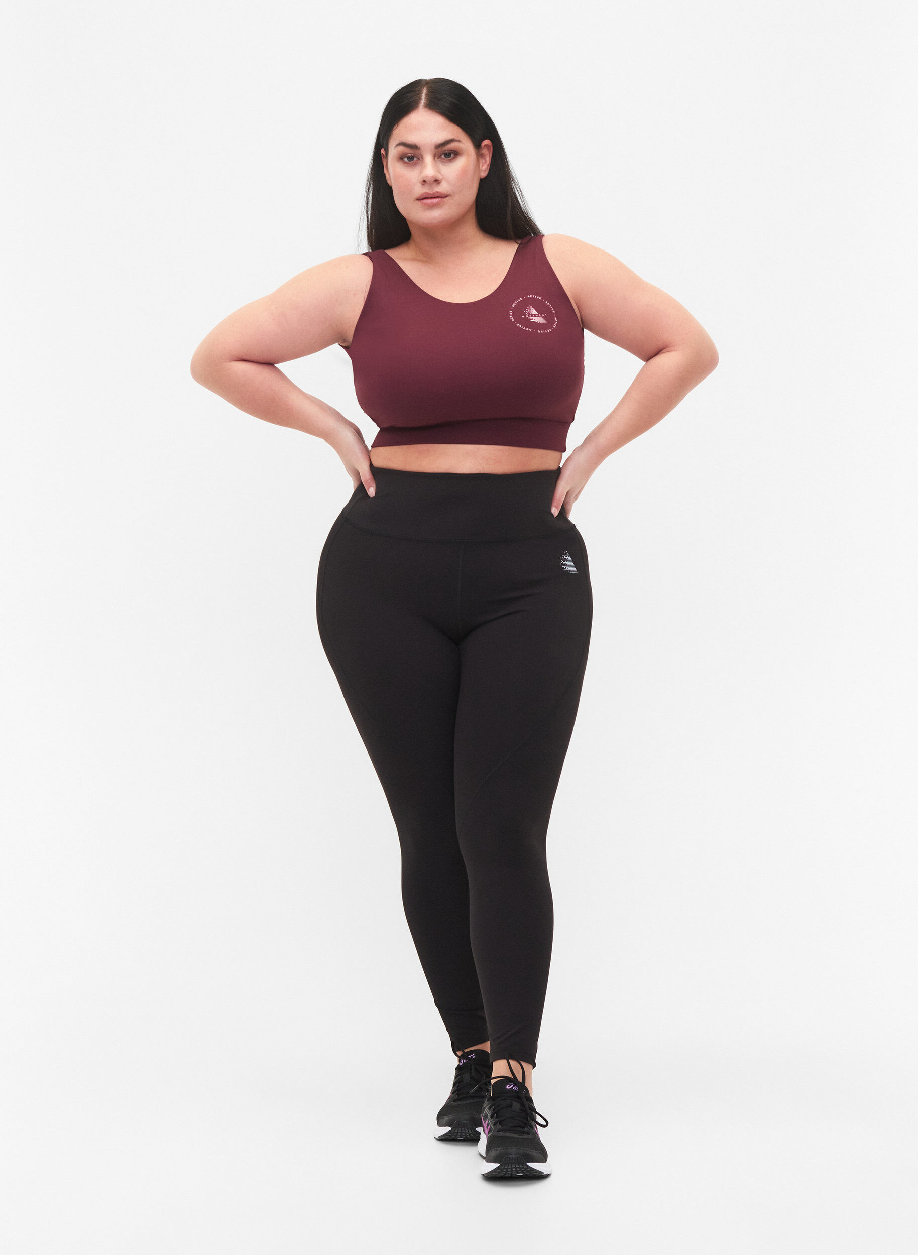 Zizzi CORE, MID SUPPORT SPORTS BRA - Sport-bh med v-rygg, Fig, Model image number 2