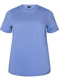Enkel t-shirt i bomull med rund halsringning, Lila