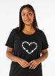 T-shirt från FLASH med tryck, Black Flower Heart , Model image number 0