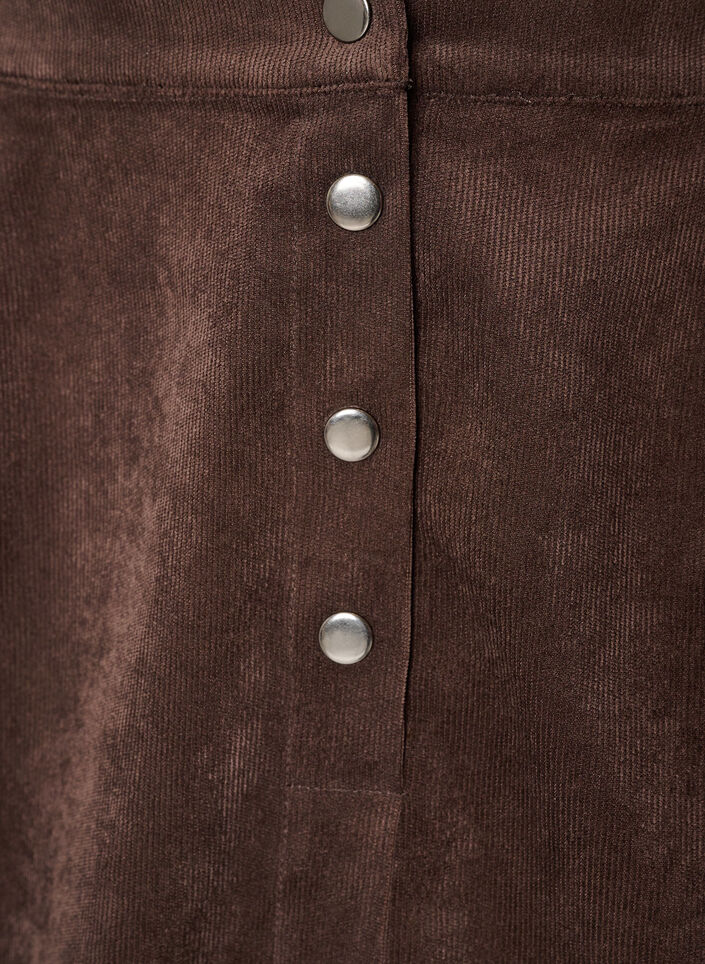 Kort kjol i manchester med tryckknappar, Brun, Packshot image number 2