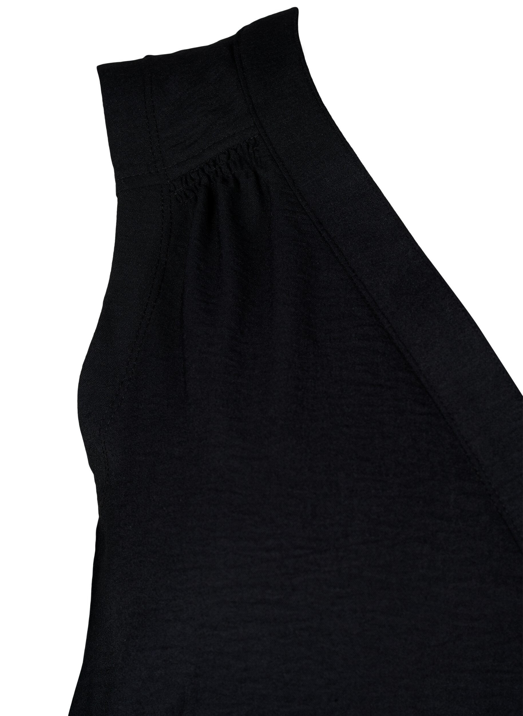 Zizzi&Auml;rml&ouml;s topp med rynkdetaljer, Svart, Packshot image number 3