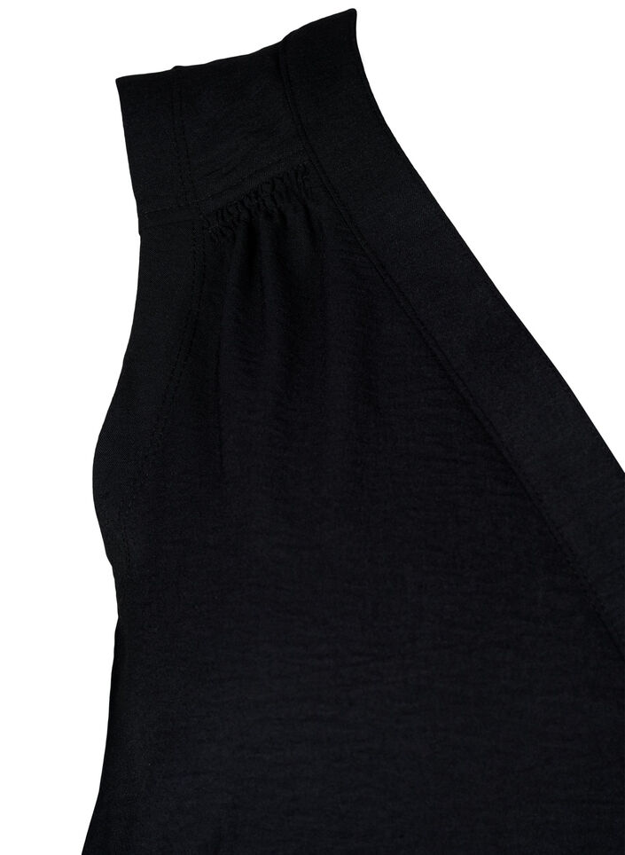 &Auml;rml&ouml;s topp med rynkdetaljer, Svart, Packshot image number 3
