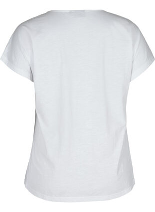 T-shirt i bomull med tryck längst upp, Bright White FLOWER, Packshot image number 1