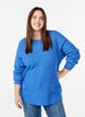 Melerad stickad blus med rund hals, Bl&aring;, Model image number 0
