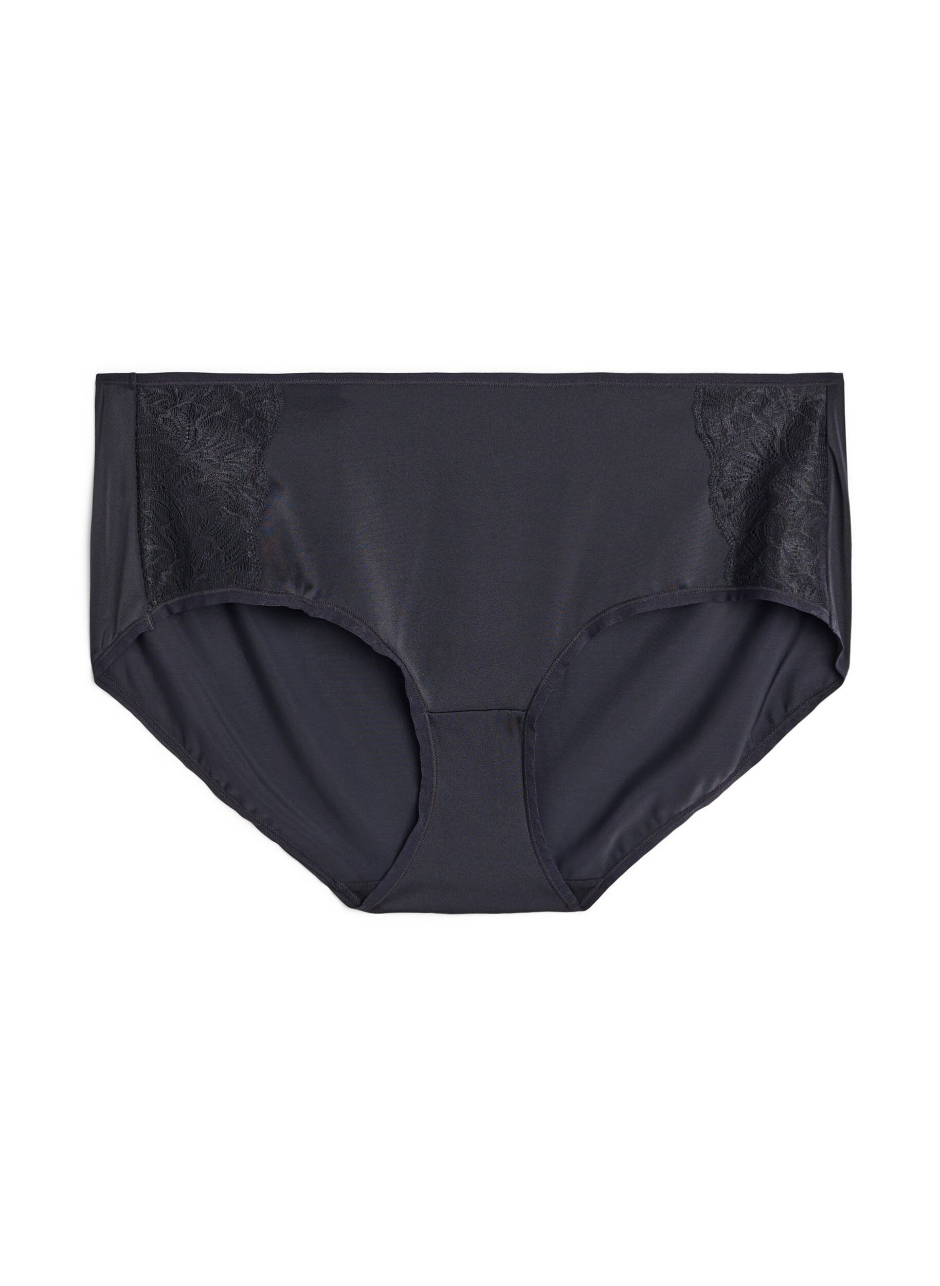 Zizzi 2-pack trosor med normalh&ouml;g midja, Svart, Packshot image number 2