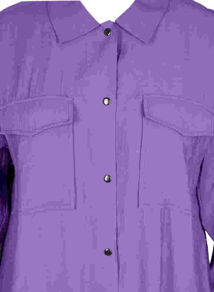 Lång viskosskjorta med knappar, Royal Lilac, Packshot image number 2