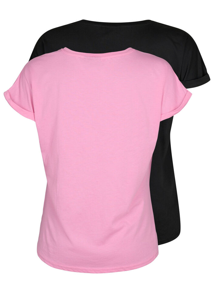 2-pack kort&auml;rmade t-shirtar, Rosa, Packshot image number 1