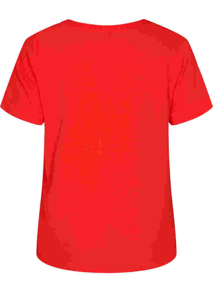 Kortärmad blus med v-ringning, Fiery Red, Packshot image number 1