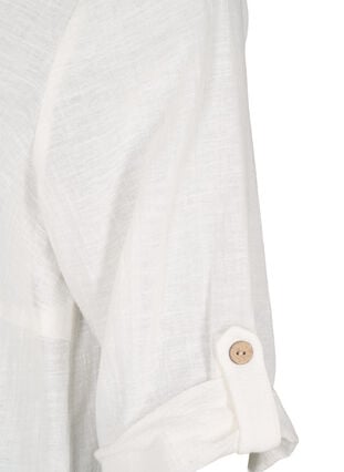 3/4-ärmad tunika i bomullsblandning med linne, Off-White, Packshot image number 4