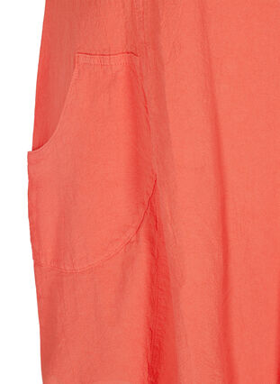Kortärmad klänning i bomull, Hot Coral, Packshot image number 3