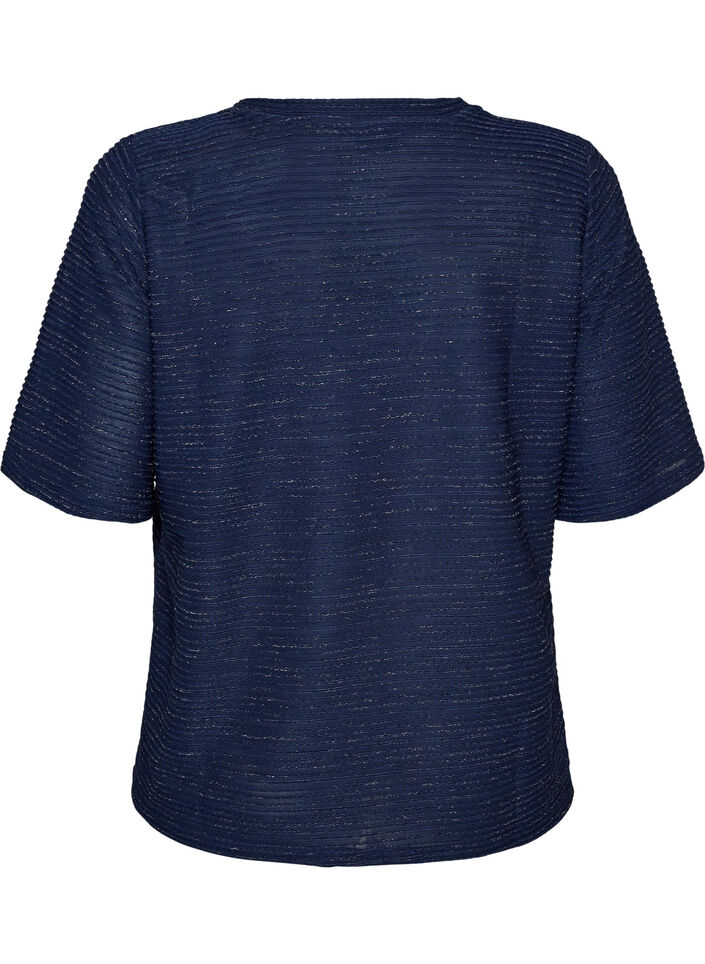Blus med struktur och glitter, Bl&aring;, Packshot image number 1