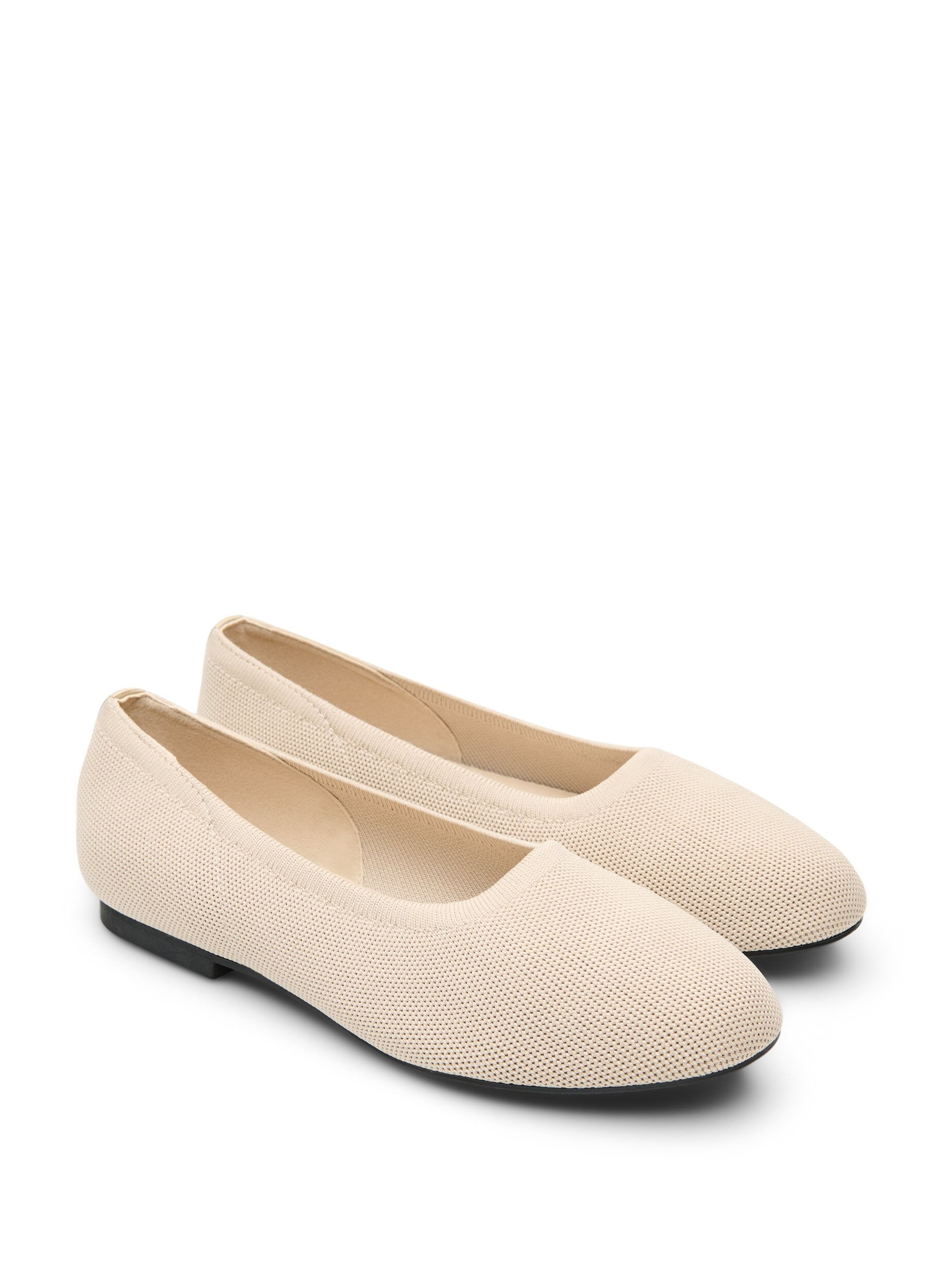 Zizzi Ballerinaskor i ett finstrukturerat tyg, Beige, Packshot image number 1
