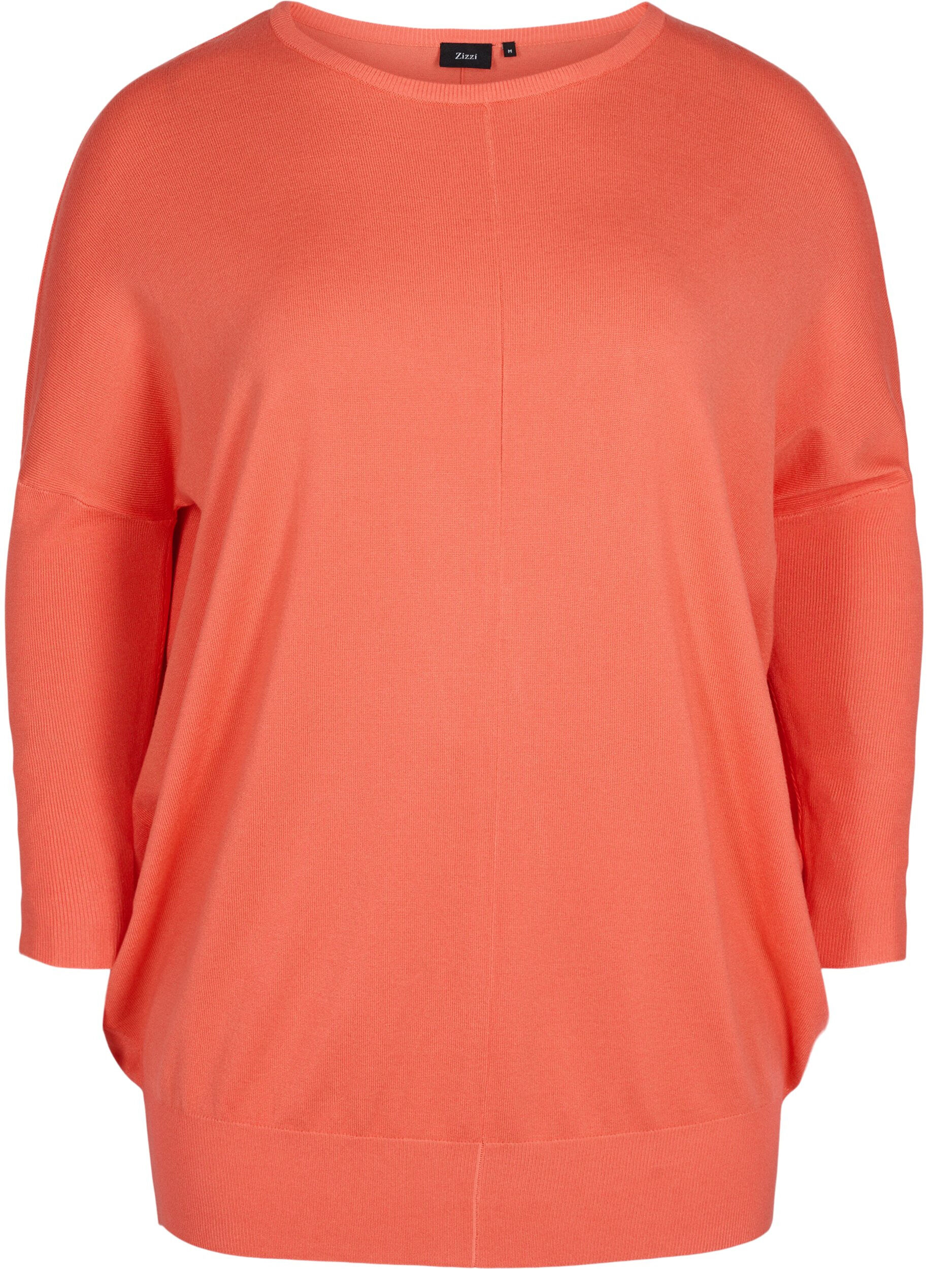 Zizzi Stickad blus, Living Coral, Packshot image number 0