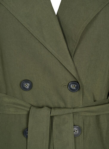 Trenchcoat med bälte och fickor, Grape Leaf, Packshot image number 2