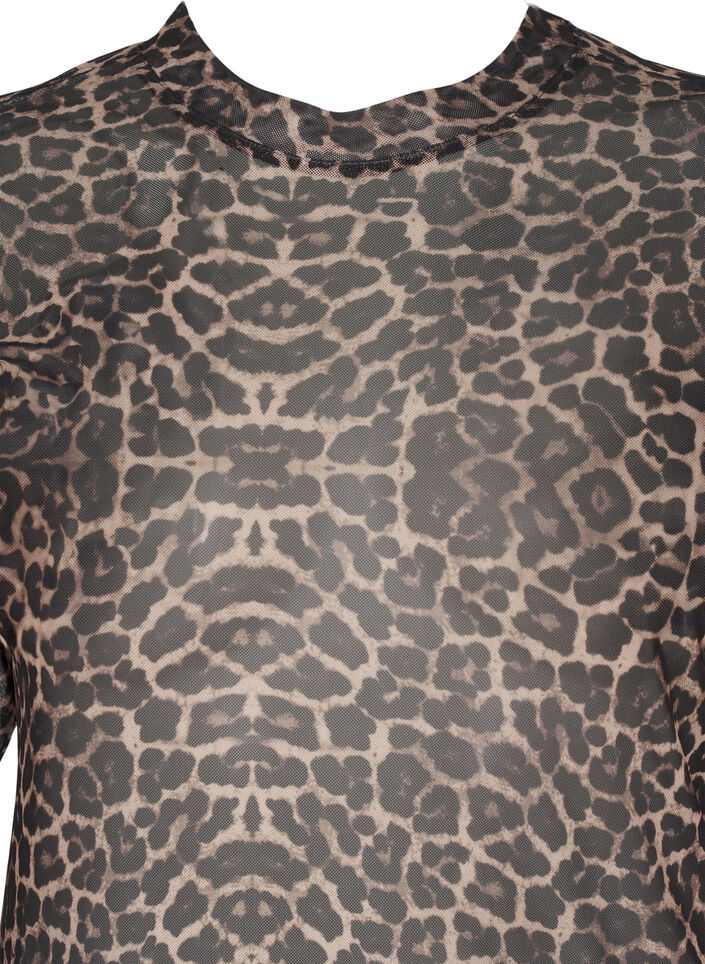 Meshblus med leopardmönster, Brun, Packshot image number 2