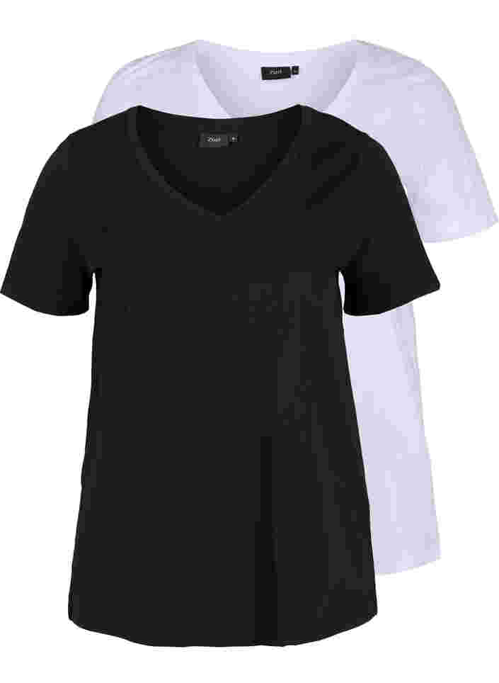 2-pack t-shirt i bomull, Black/Bright W