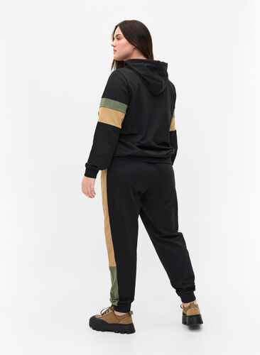 Sweatpants med sportiga detaljer, Black/Camel, Model image number 1