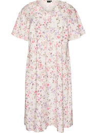 Midikl&auml;nning i viskos med blommigt m&ouml;nster och volangkrage, Vanilla