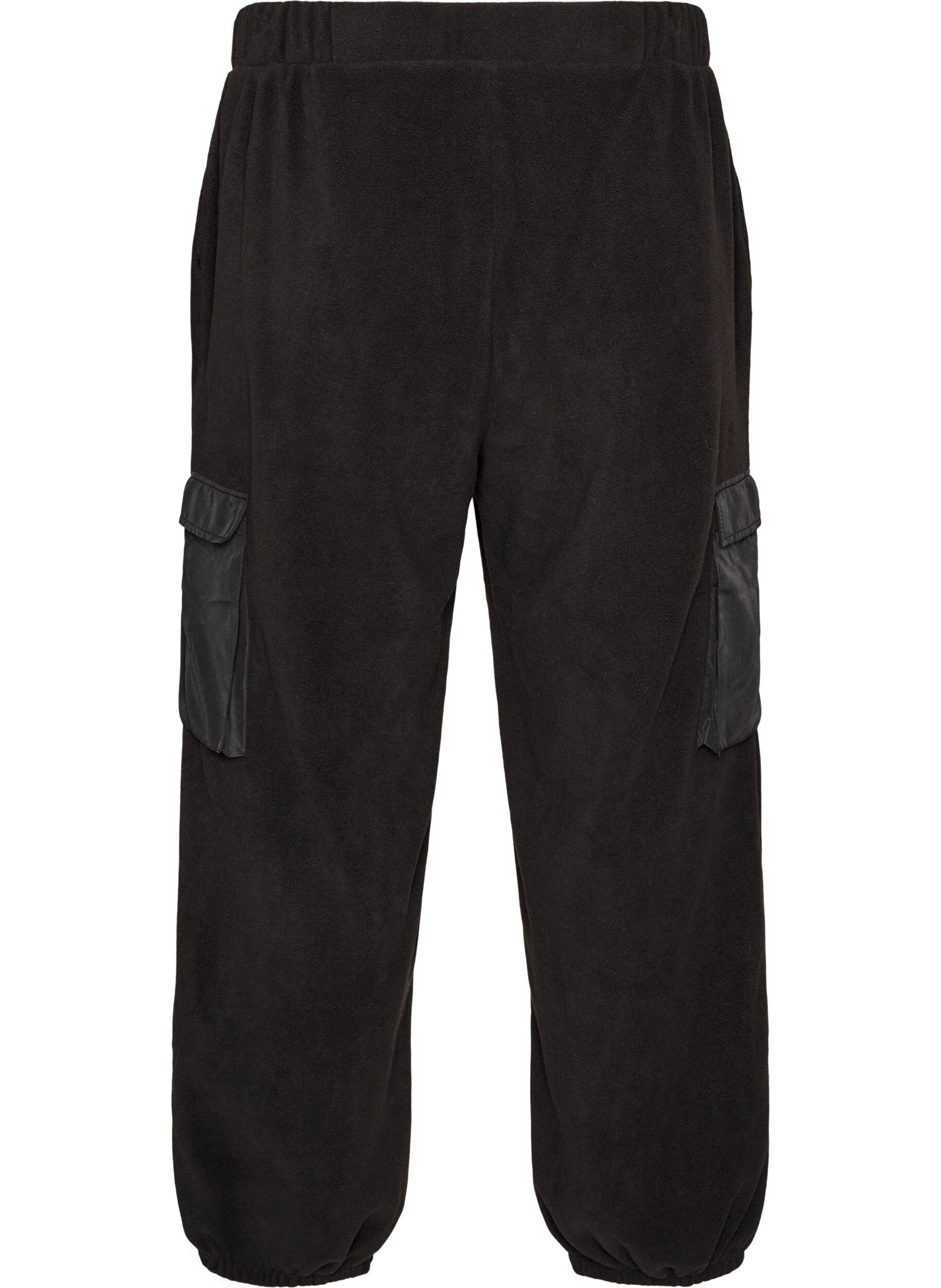 ZizziJoggers i fleece med cargofickor, Svart, Packshot image number 1