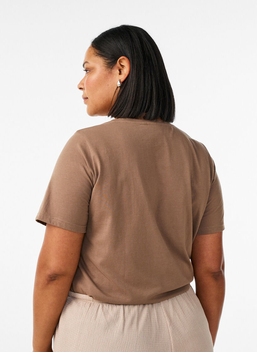 T-shirt med tryck, Brun, Model image number 2