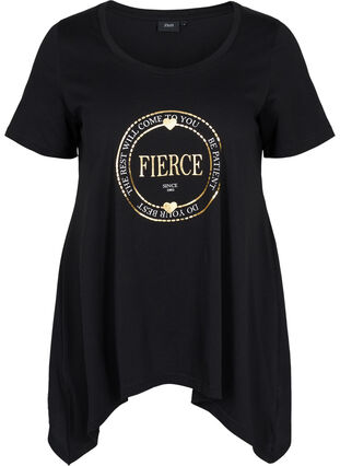 A-linjeformad t-shirt i bomull, Black FIERCE, Packshot image number 0