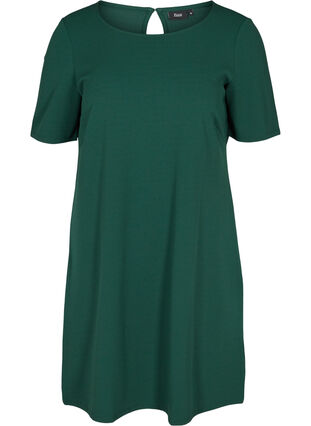 Kortärmad klänning med rund halsringning, Ponderosa Pine, Packshot image number 0