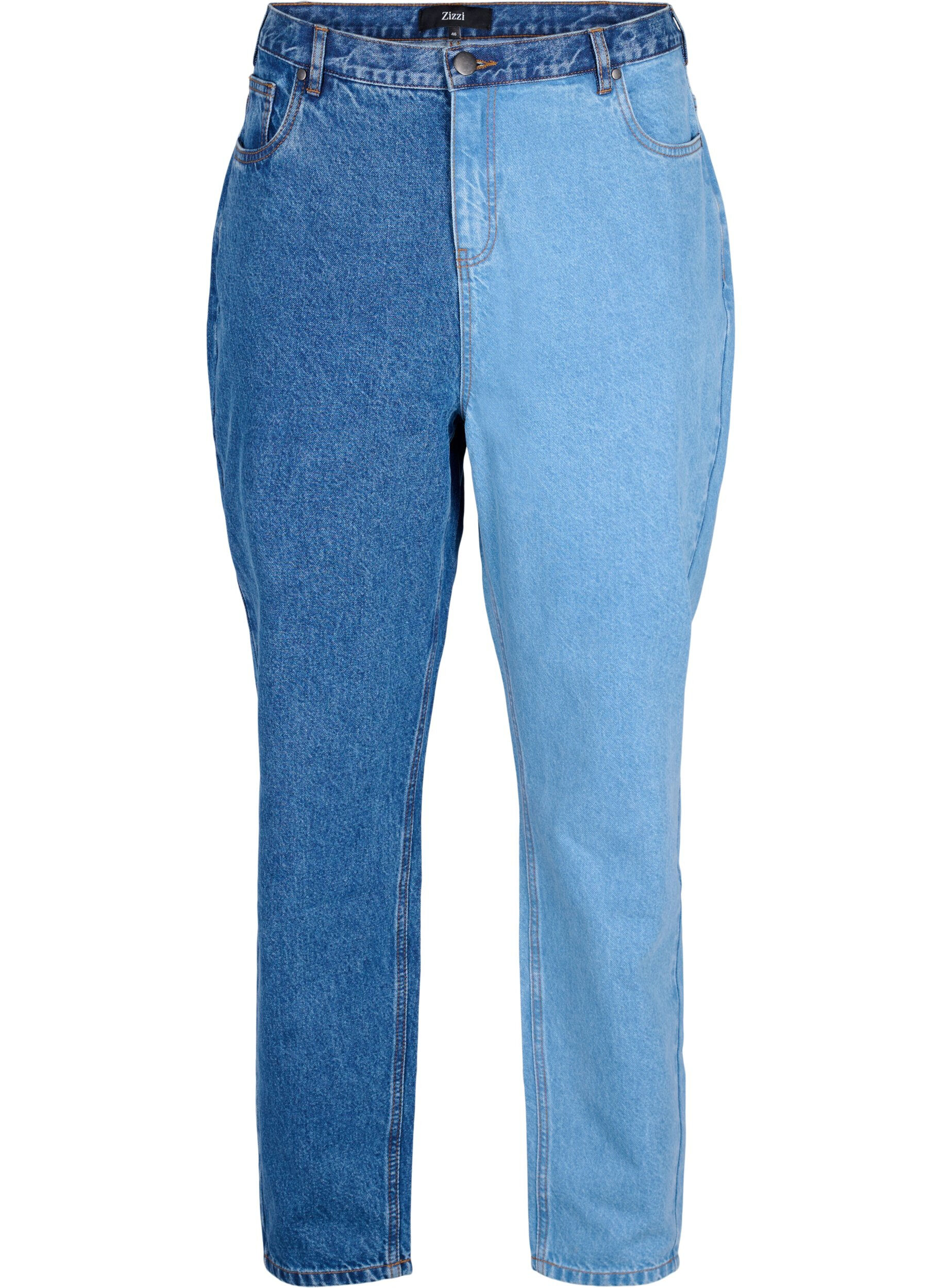 Zizzi Tv&aring;f&auml;rgade Mille Mom Fit-jeans, Lt. B. Comb, Packshot image number 0