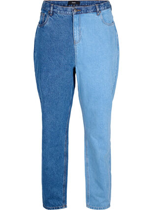 Tvåfärgade Mille Mom Fit-jeans, Lt. B. Comb, Packshot image number 0