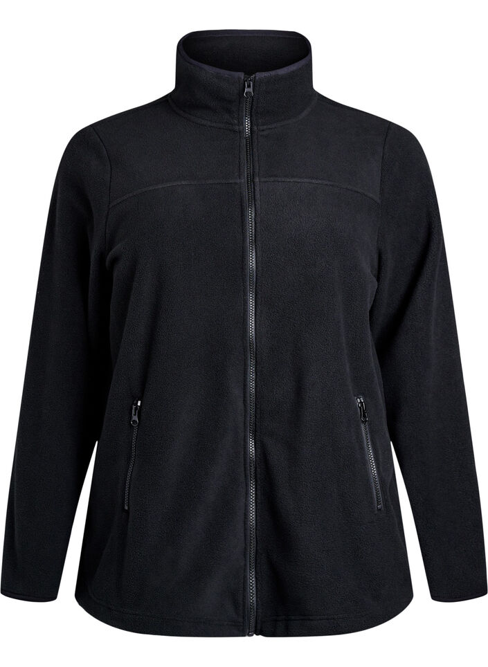 Fleecejacka med fickor, Svart, Packshot image number 0
