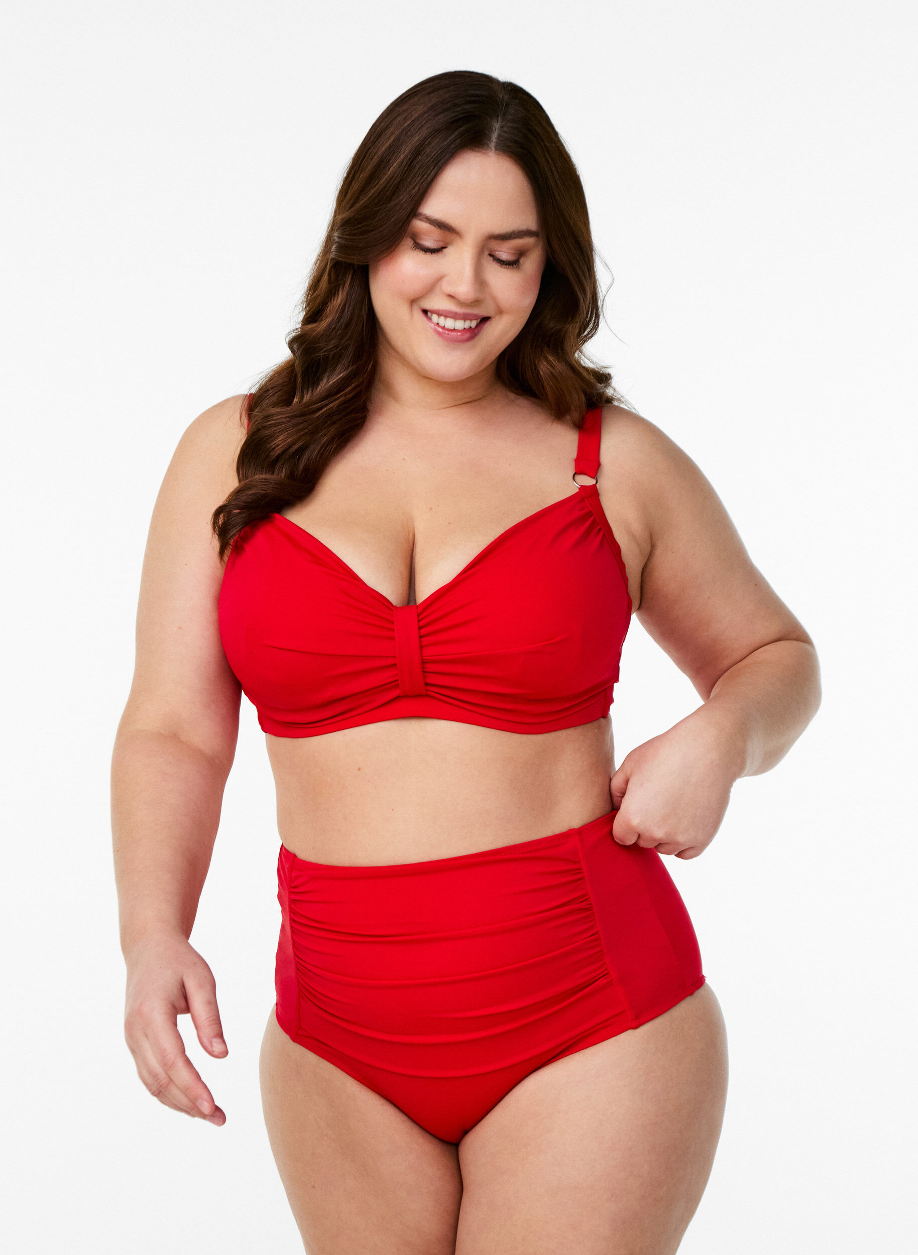 ZizziBikinitrosor med h&ouml;g midja, R&ouml;d, Model image number 0
