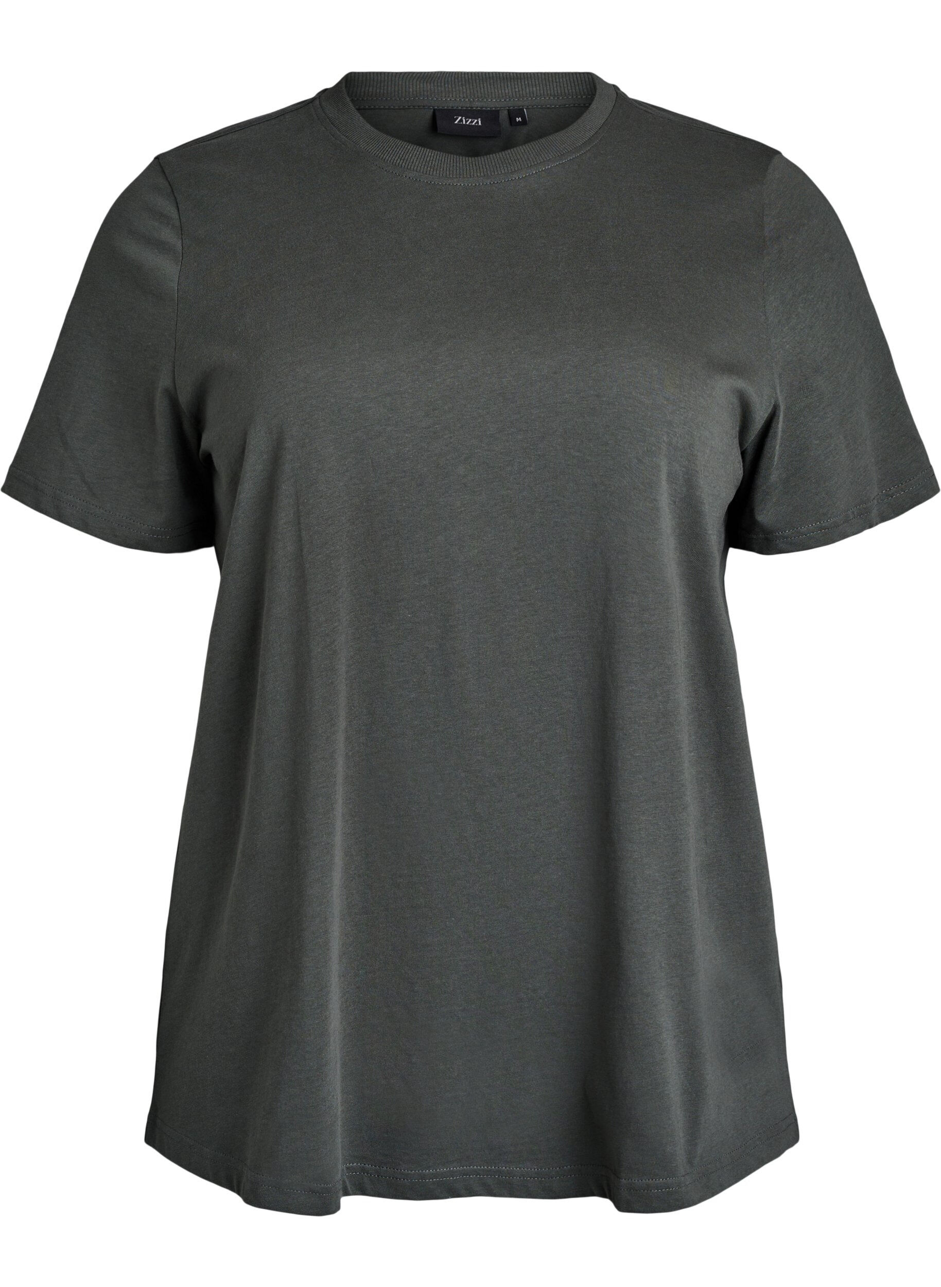 Enkel t-shirt i bomull med rund halsringning