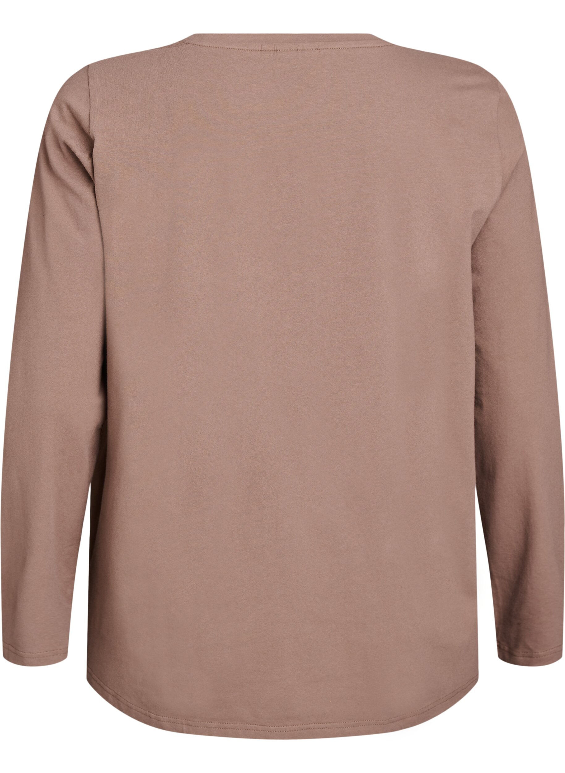 ZizziBaslinne i jersey med l&aring;nga &auml;rmar, Brun, Packshot image number 1