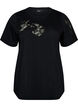 T-shirt i bomull med spetsapplikationer, Svart, Packshot image number 0