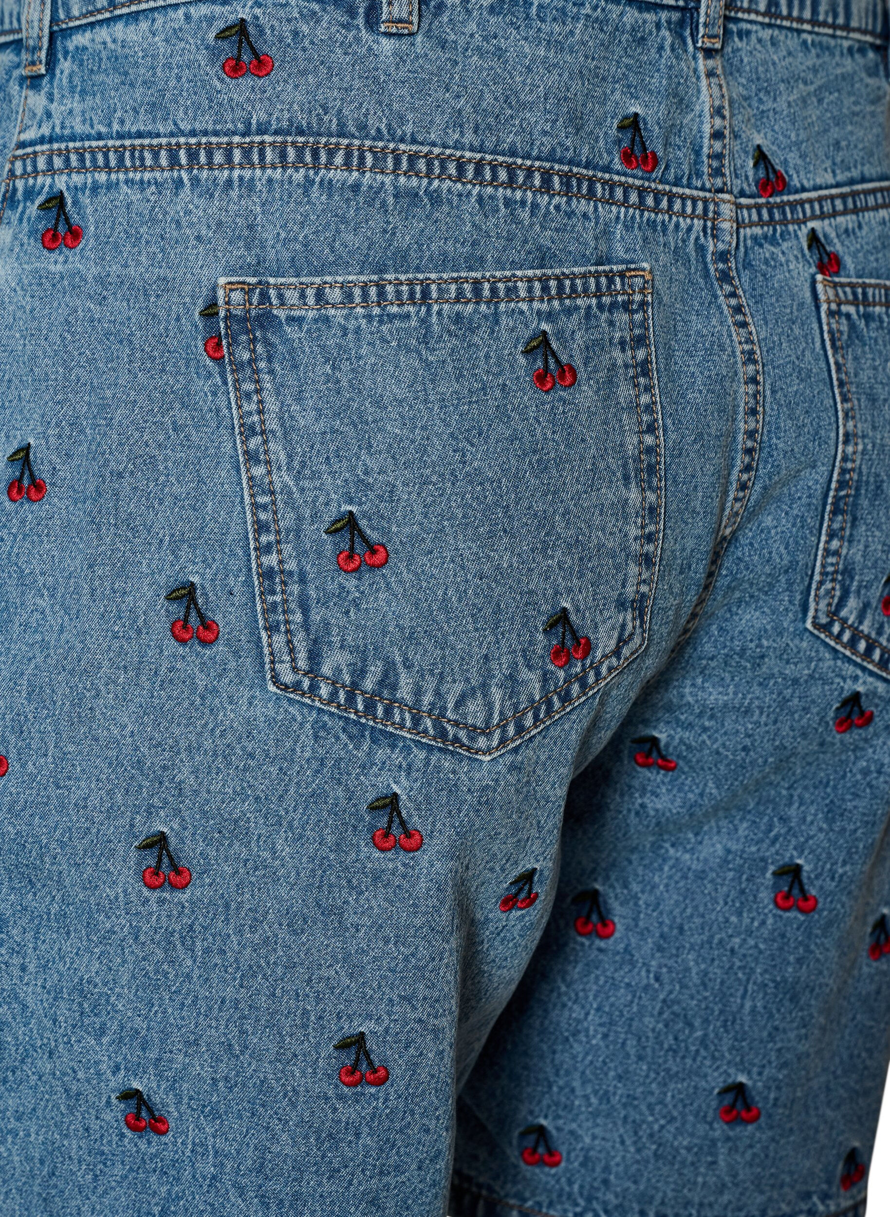 ZizziBroderade jeansshorts, Bl&aring;, Packshot image number 3