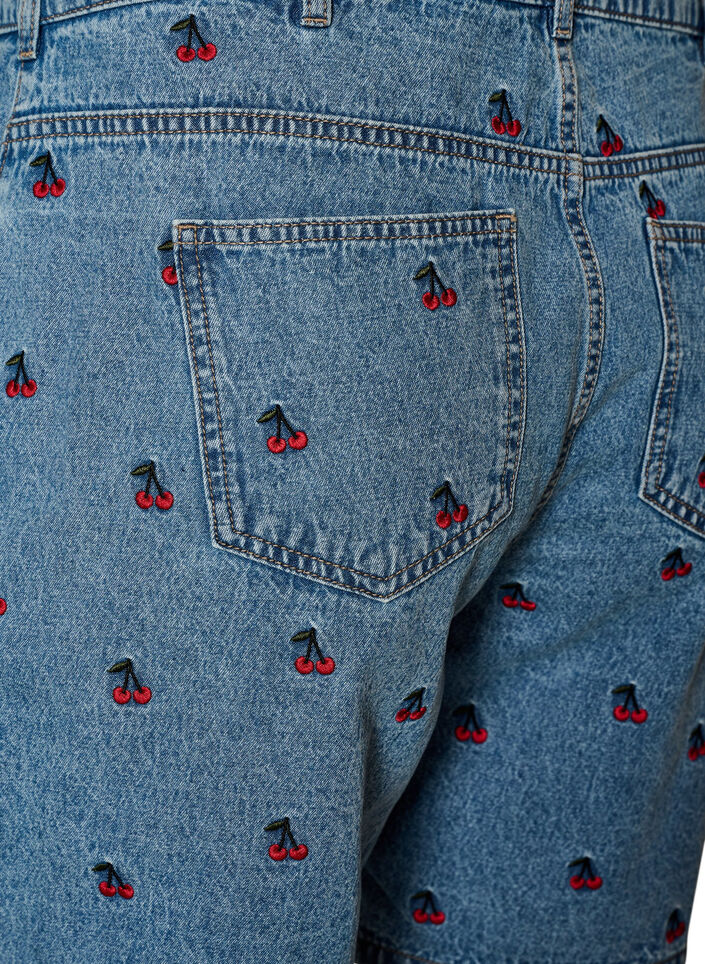 Broderade jeansshorts, Bl&aring;, Packshot image number 3