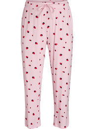 Pyjamasbyxor i mjuk jersey med h&ouml;g midja och fruktm&ouml;nster, Rosa