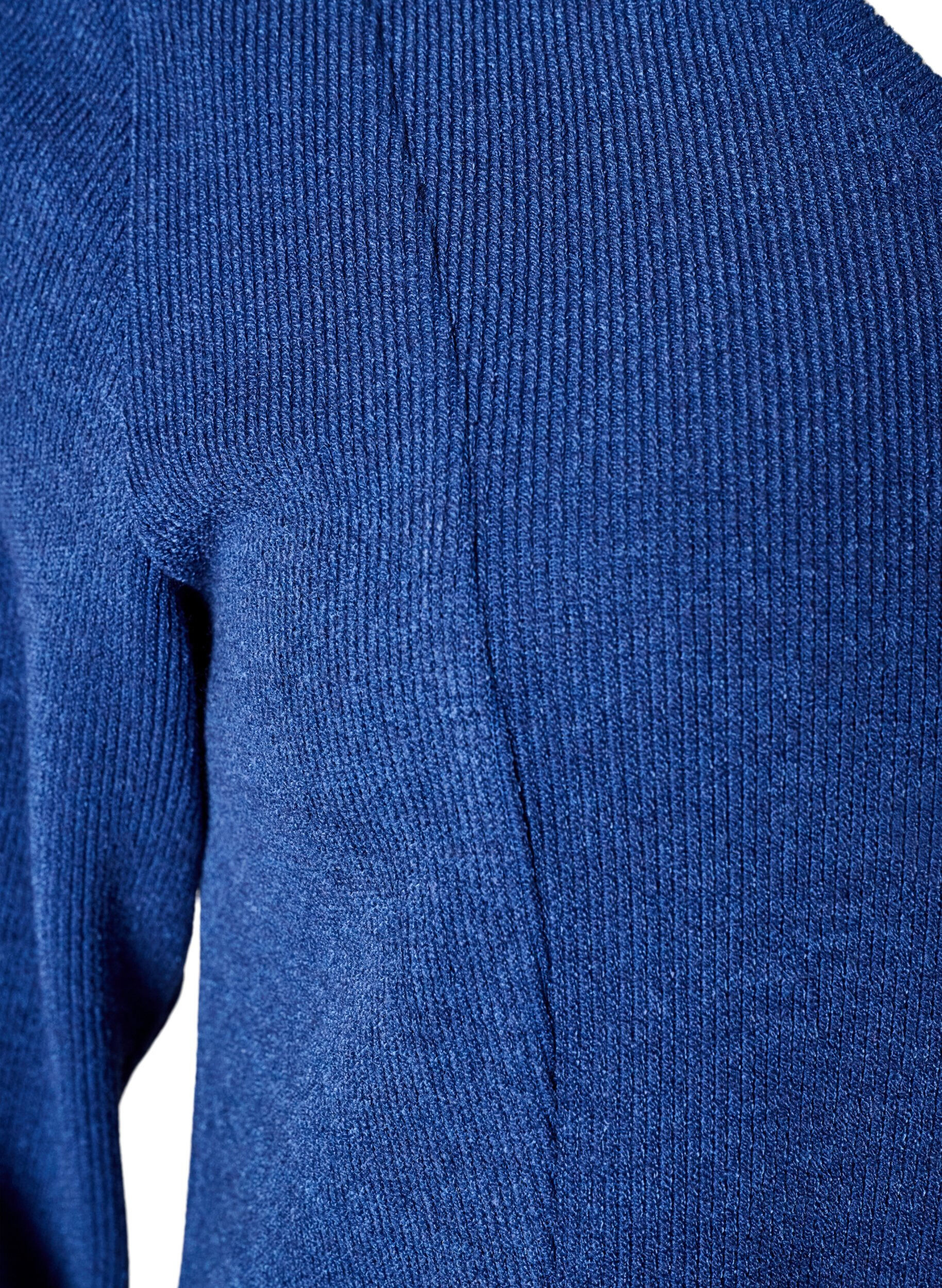 ZizziBlus i jersey med ribbad textur och a-linjeformad passform, Bl&aring;, Packshot image number 3