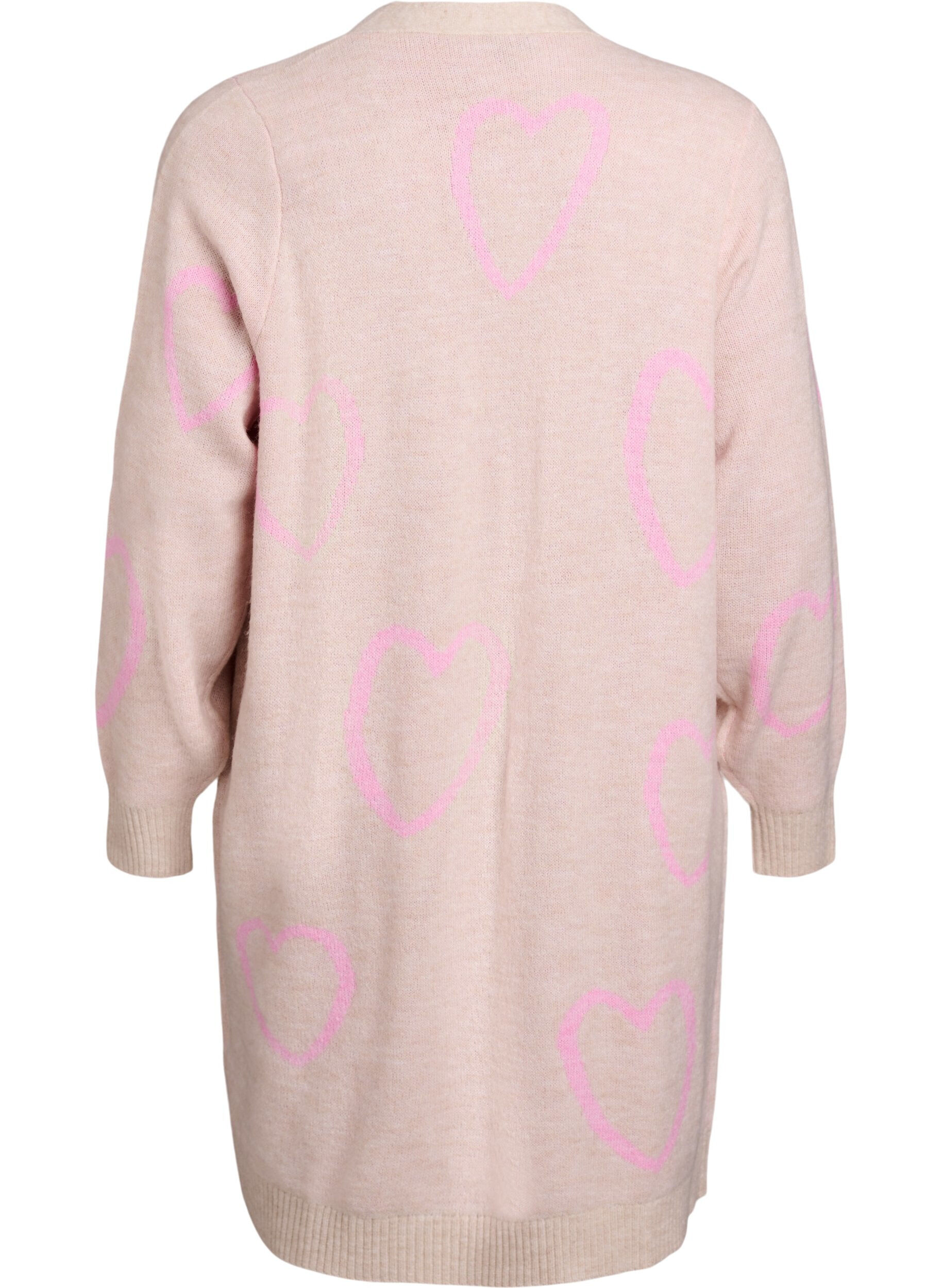 Zizzi L&aring;ng kofta med ton-i-ton-hj&auml;rtan, Beige, Packshot image number 1