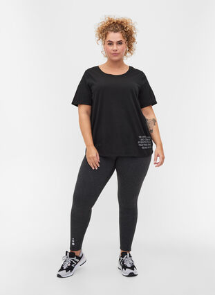 Tränings t-shirt i bomull med text och korta ärmar, Black, Model image number 3