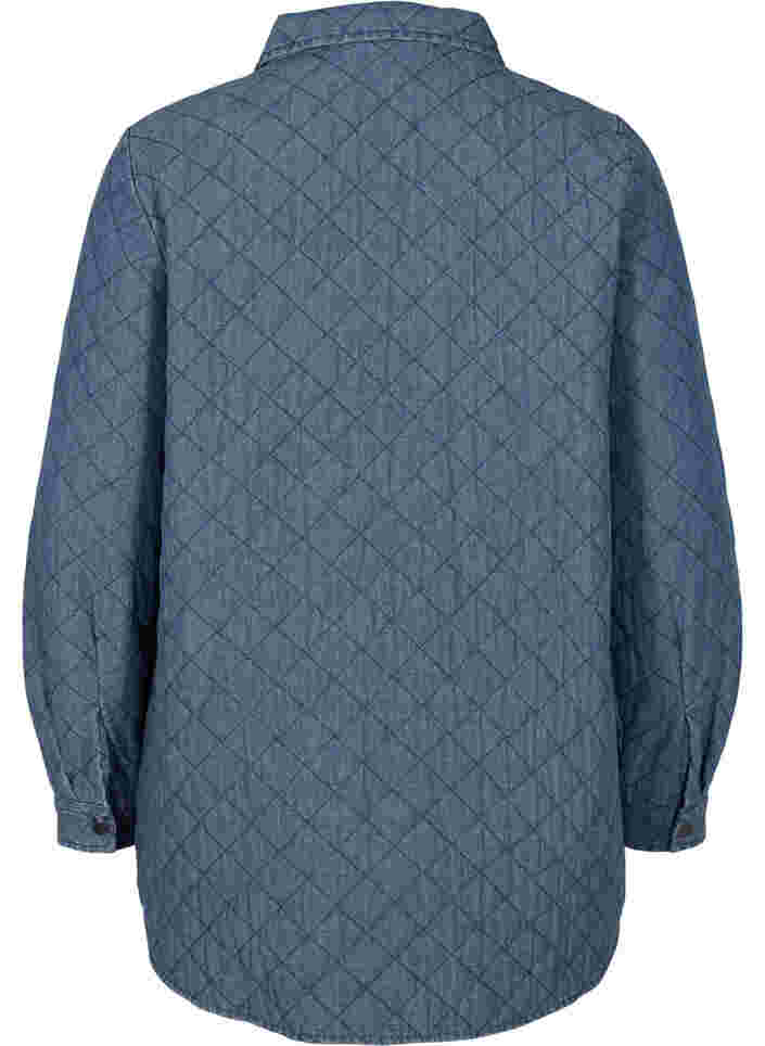 Mönstrad jacka med knappar och fickor, Blue denim, Packshot image number 1