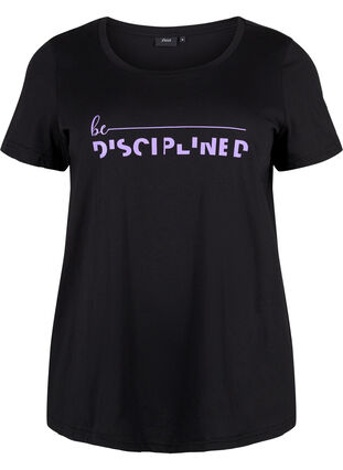  T-shirt till träning med print, Black w. Disciplined, Packshot image number 0
