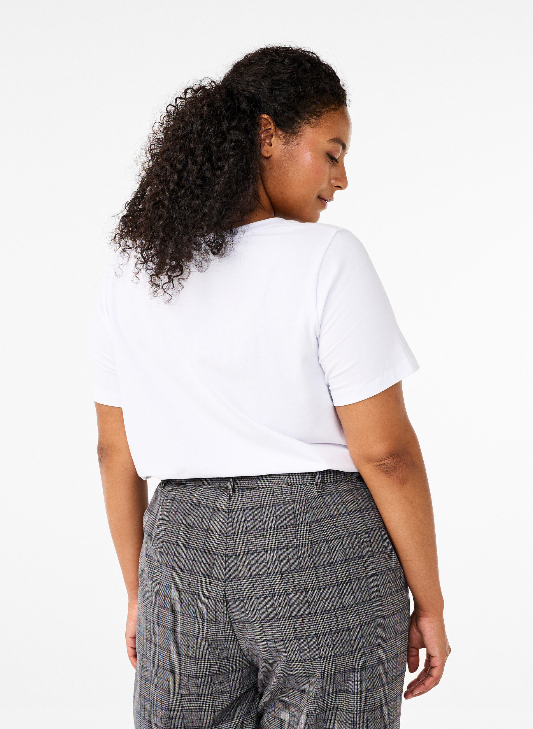 ZizziEnf&auml;rgad t-shirt i bomull, Vit, Model image number 2