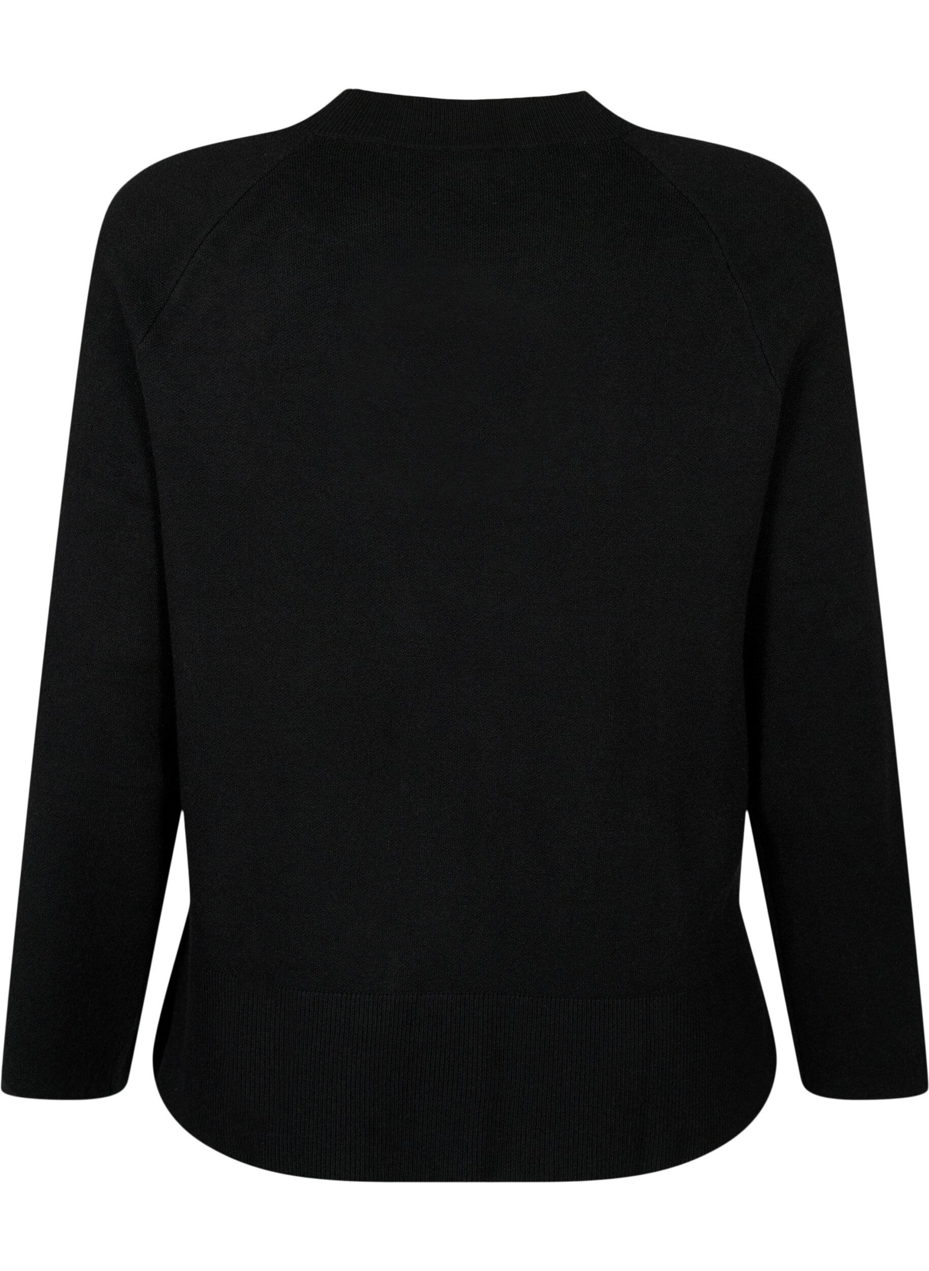 Zizzi Pullover i viskosblandning, med slits i sidan	, Black, Packshot image number 1