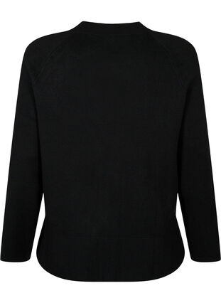 Pullover i viskosblandning, med slits i sidan	, Black, Packshot image number 1