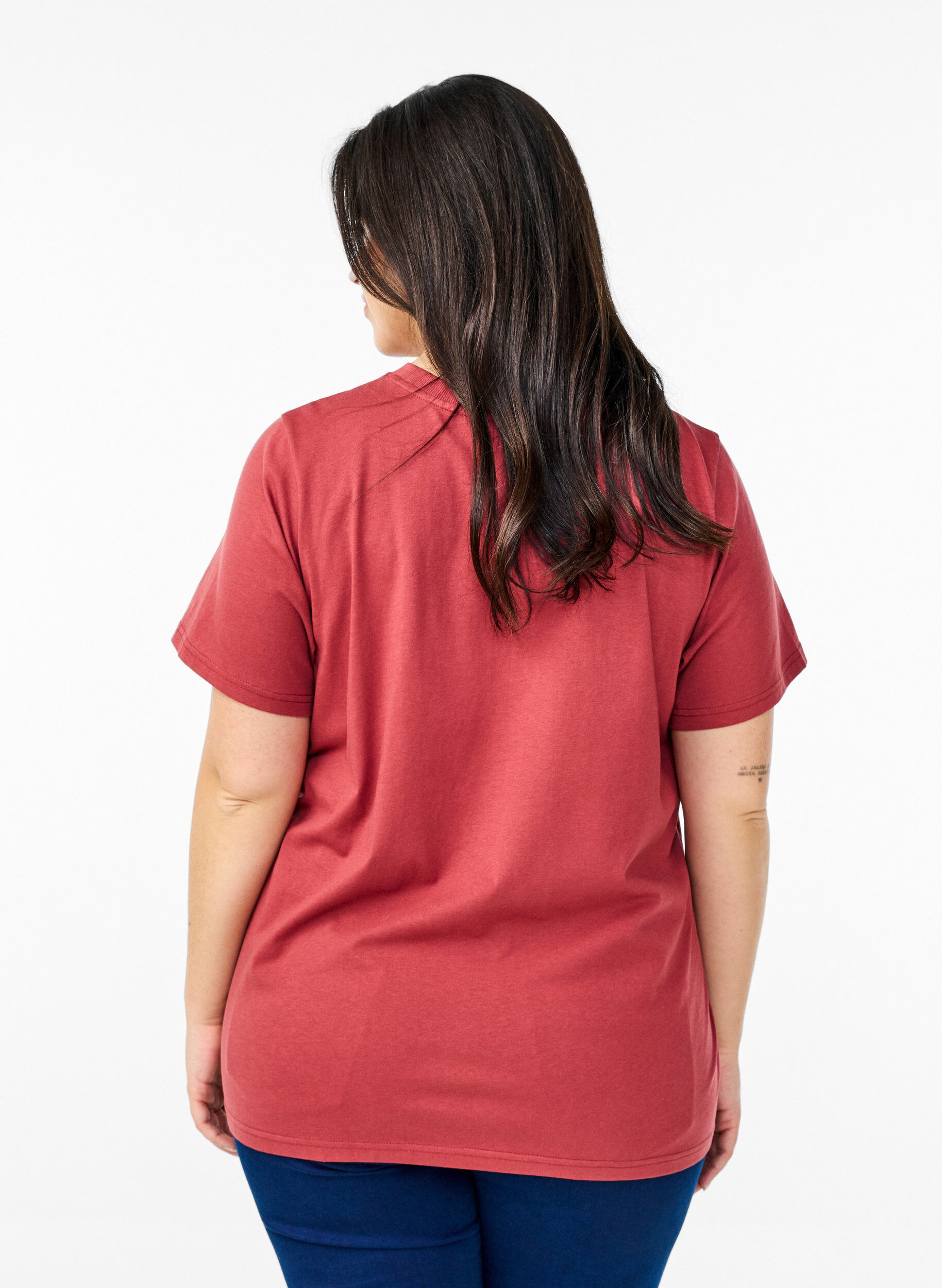 ZizziEnkel t-shirt i bomull med rund halsringning, R&ouml;d, Model image number 2