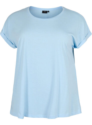Kortärmad t-shirt i bomullsmix, Chambray Blue , Packshot image number 0