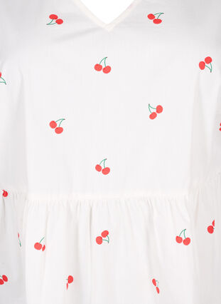 Klänning med körsbärsmönster och a-linjeform, B. White/Cherry, Packshot image number 2