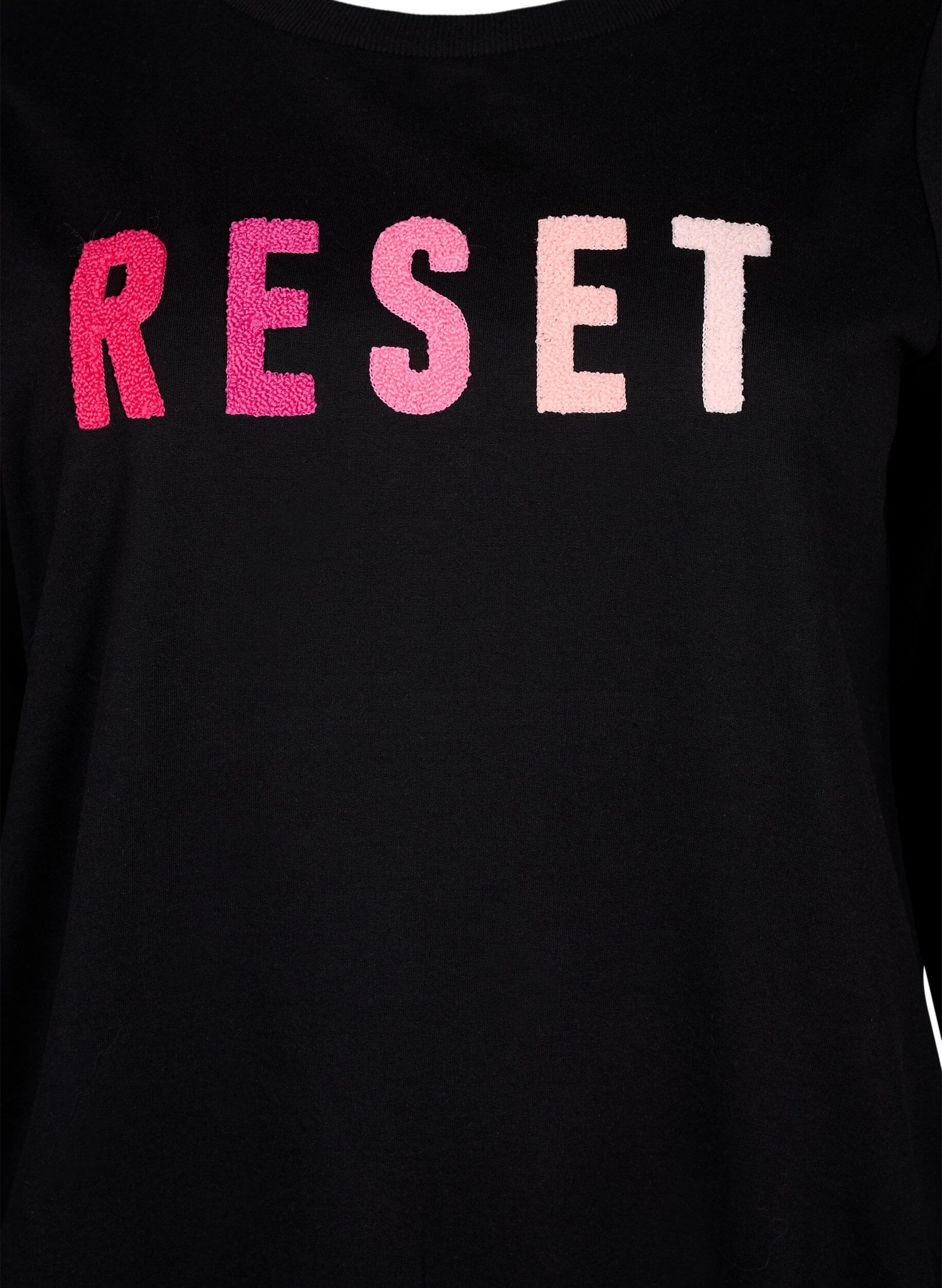Zizzi Sweatshirt med text, Black W. Reset, Packshot image number 2