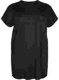 Stickad klänning i glitter och korta ärmar, Black W/Lurex